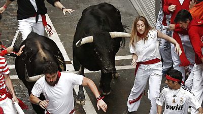 Las mujeres tambi�n corren en Sanfermines