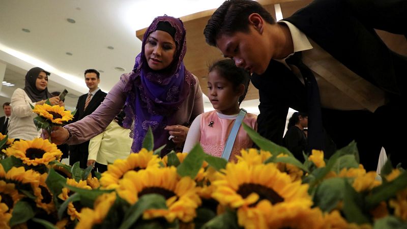 Girasoles y justicia para conmemorar los cinco años sin los 298 pasajeros del avión malasio derribado en Ucrania