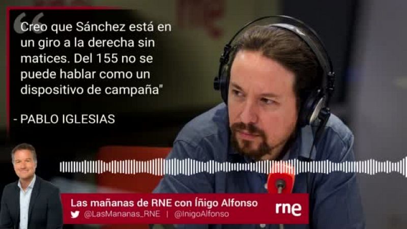 Iglesias critica a Sánchez por el 155: "Está compitiendo con Casado y Rivera por ver quién es más bruto"