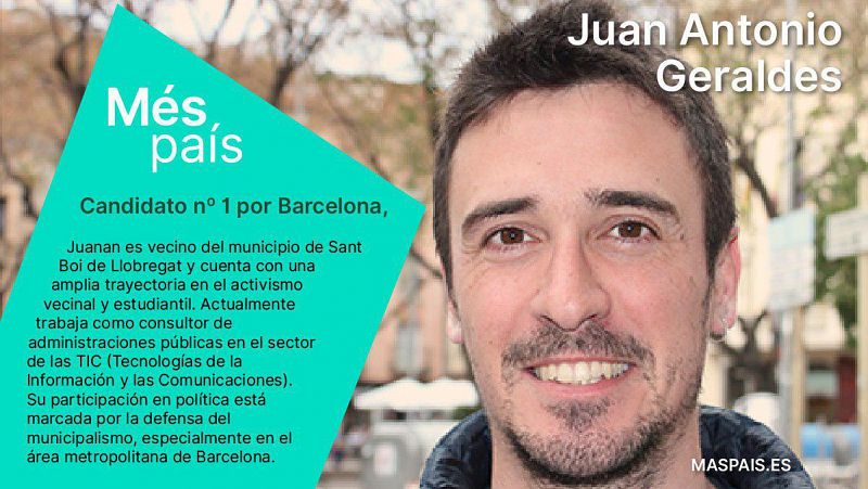 Más País sitúa a Juan Antonio Geraldés como cabeza de lista por Barcelona para competir con los 'comunes'