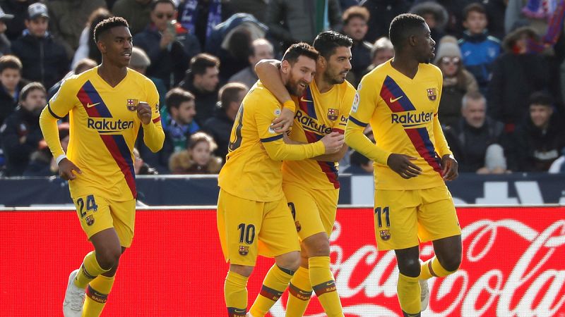 El balón parado evita un nuevo naufragio del Barcelona en Butarque