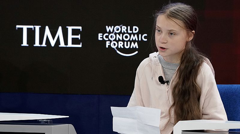 Greta Thunberg a los líderes mundiales en Davos: "Nuestra casa está ardiendo, vuestra inacción aviva las llamas"