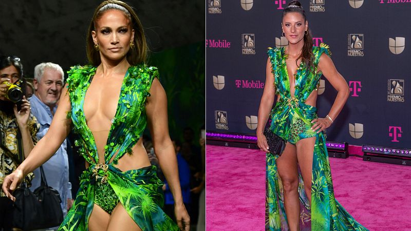 Pía Coppelo copia a Jennifer López el vestido de Versace