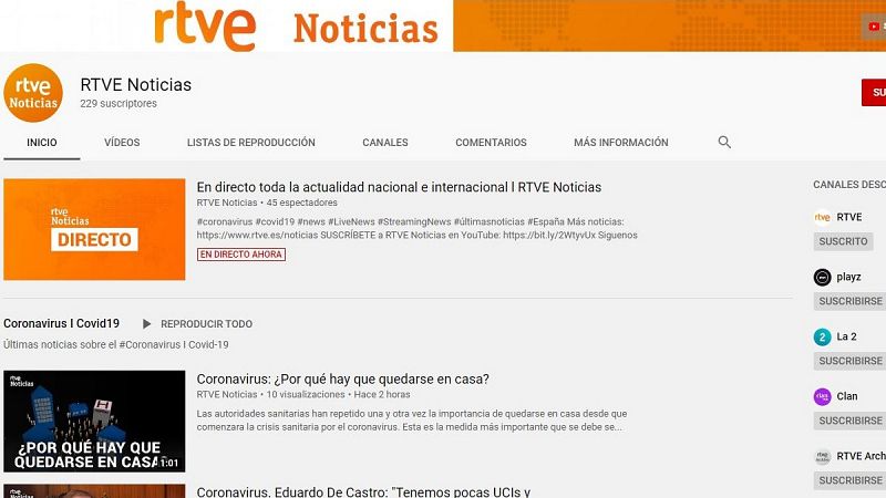 RTVE lanza un canal de noticias en YouTube
