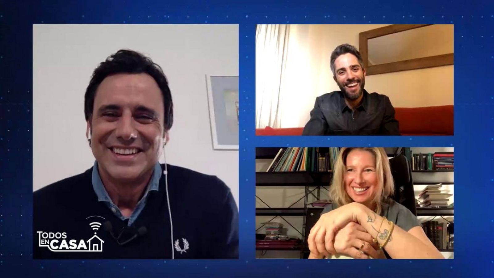 Roberto Leal y Anne Igartiburu entretienen a sus hijos durante el confinamiento