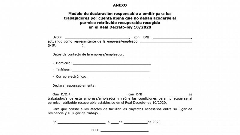 Las empresas que no paran deberán entregar a sus trabajadores un certificado para facilitar la movilidad