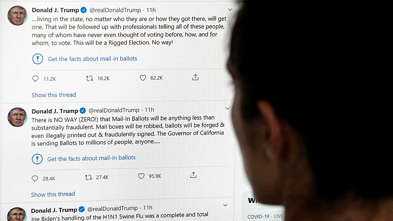 Twitter etiqueta como información engañosa los mensajes de Trump