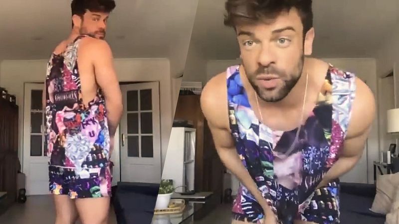 Eduardo Navarrete convierte una videollamada en una pasarela de baño con Ricky Merino como modelo
