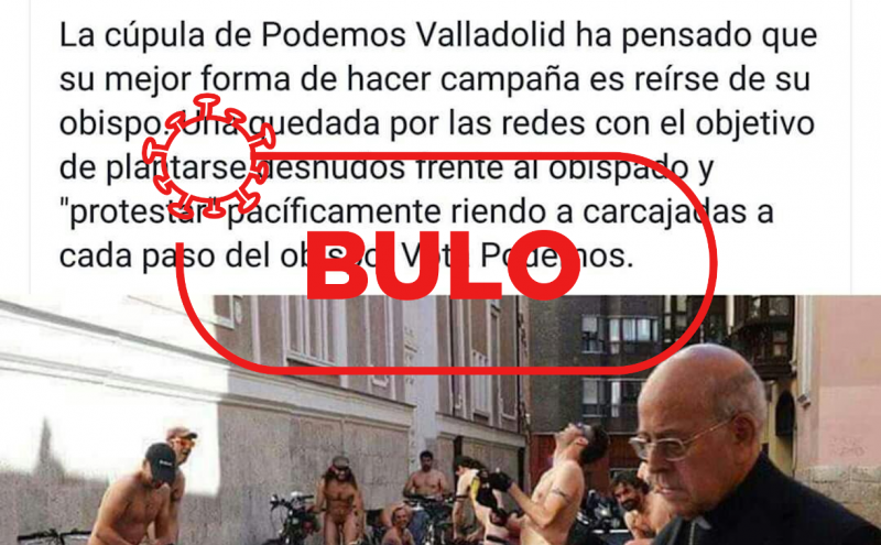 No, la foto del cardenal Blázquez y los ciclistas desnudos no es actual ni es una protesta de ningún partido político