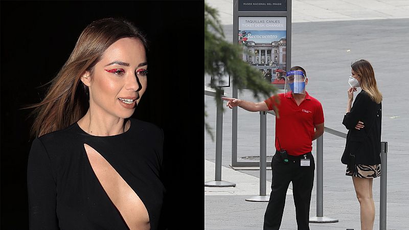 Dafne Fernández visita el Museo del Prado con su marido y su hijo