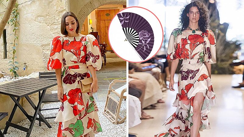 Tamara Falcó, con vestido de Johanna Ortiz y abanico andaluz en la boda blindada de Tita Astolfi