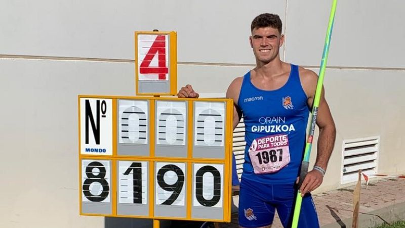 Odei Jainaga marca un nuevo récord de España en jabalina con 81,90 metros