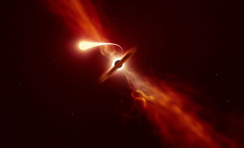 Muerte por espaguetización: capturan el último destello de luz de una estrella devorada por un agujero negro