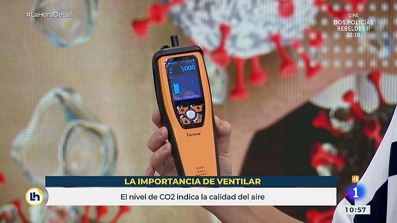 Mónica López comprueba si el plató de 'La Hora' tiene los niveles adecuados de CO2 y este ha sido el resultado