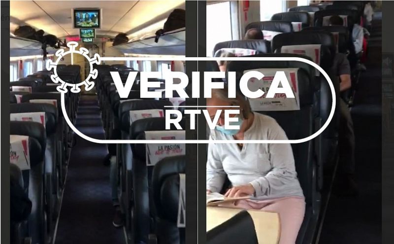 S, hay viajeros aglomerados en vagones de RENFE mientras otros viajan vacos