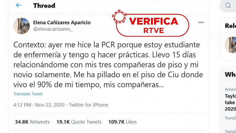 La lección del fenómeno viral de Elena Cañizares: si te contagias, quédate en casa