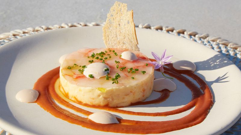 Ensaladilla L�pez con Carpaccio de Gamba Roja