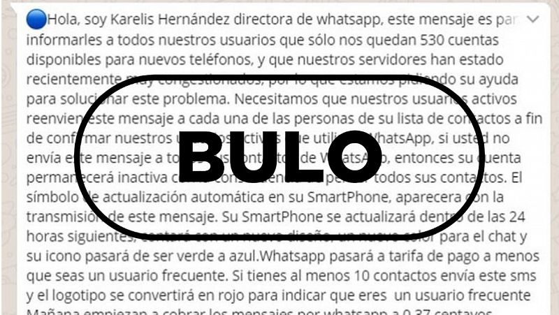 Vuelve el audiobulo de la directora de Whatsapp que amenaza con desactivar tu cuenta si no compartes el mensaje