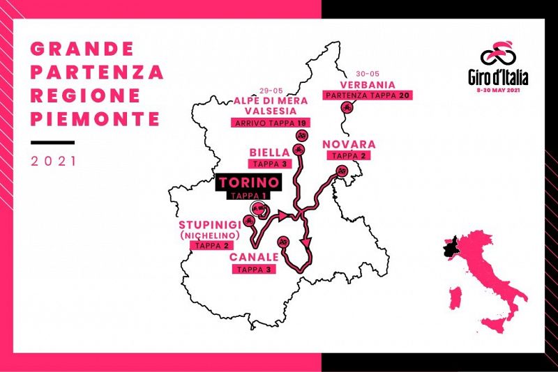 El Giro 2021 saldrá de Turín el 8 de mayo
