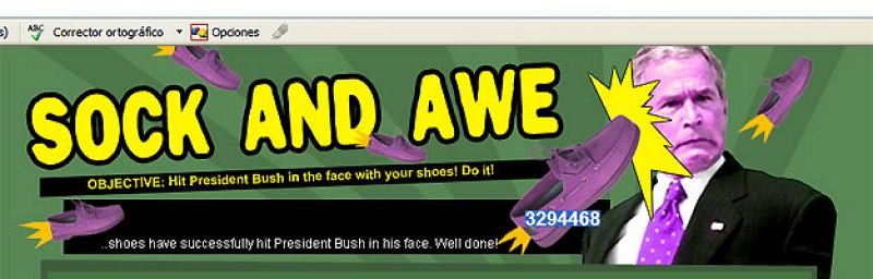 Varios juegos en la red te permiten lanzar zapatos contra el presidente Bush
