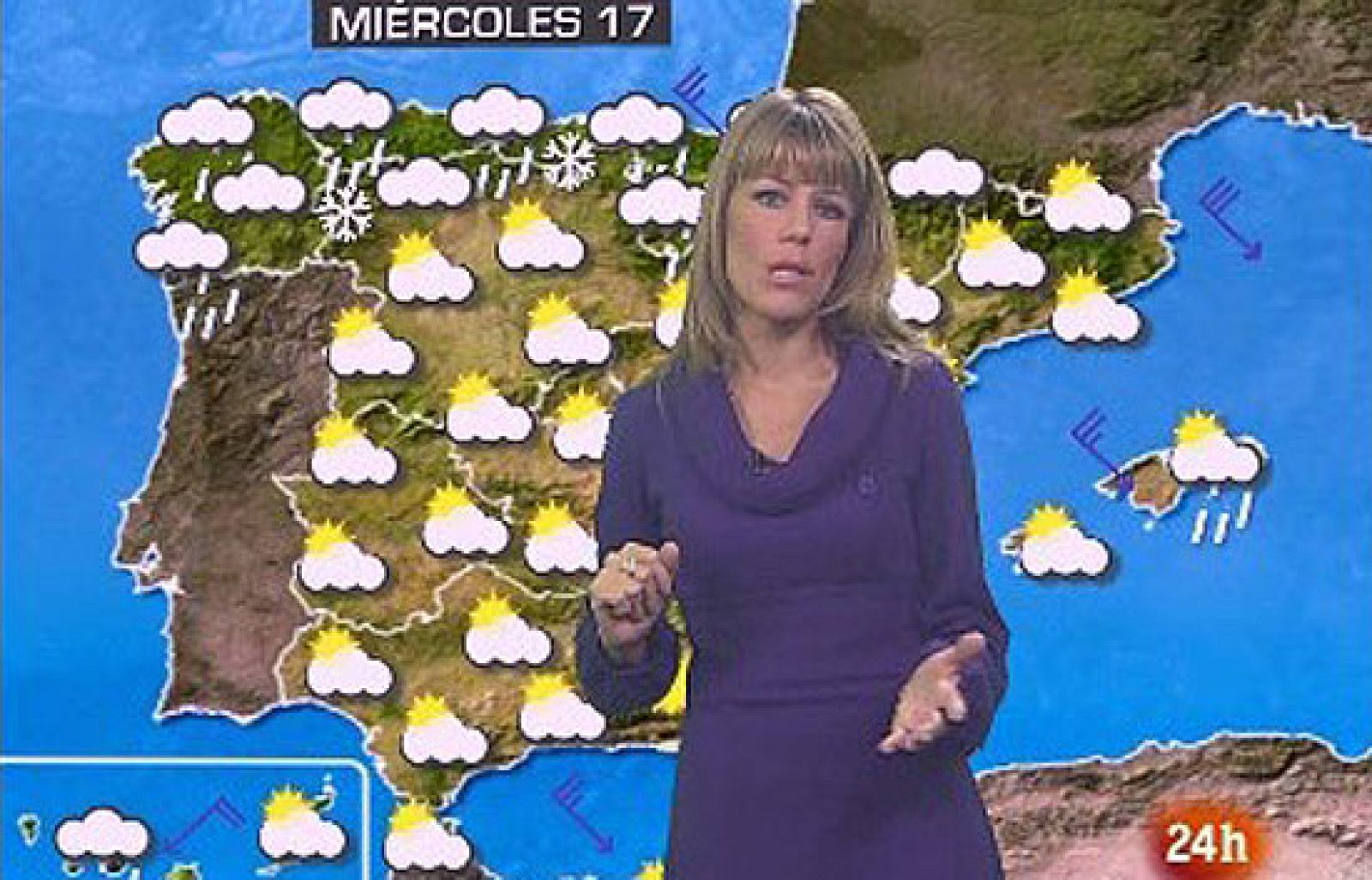 Este miércoles se prevén lluvias en el tercio norte y nieve a partir de los 800 metros en la zona cantábrica y el Pririneo. Las temperaturas bajarán ligeramente en el centro peninsular.