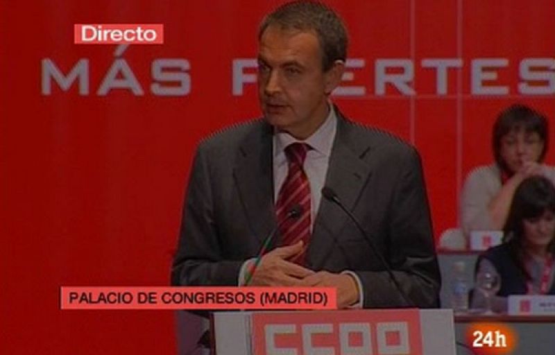 Zapatero se compromete a luchar contra el paro en el Congreso de CC.OO.