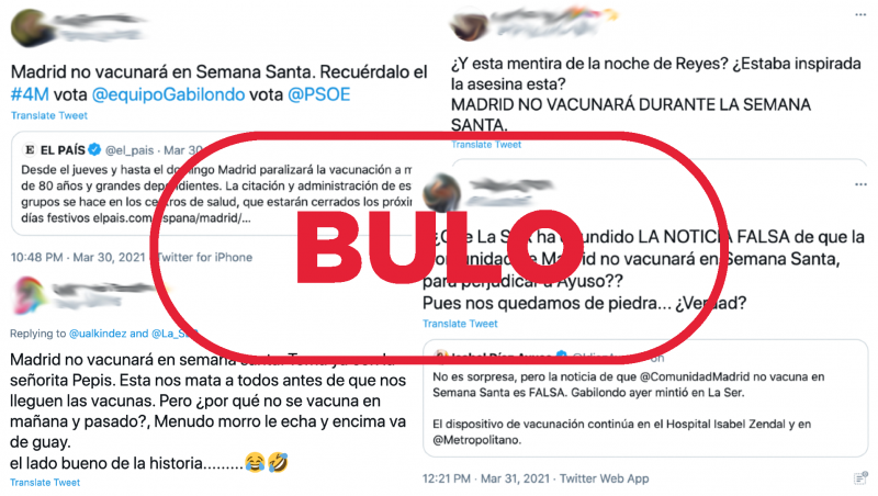 El doble bulo de que Madrid no vacunará en Semana Santa y de que Gabilondo ha mentido sobre ello
