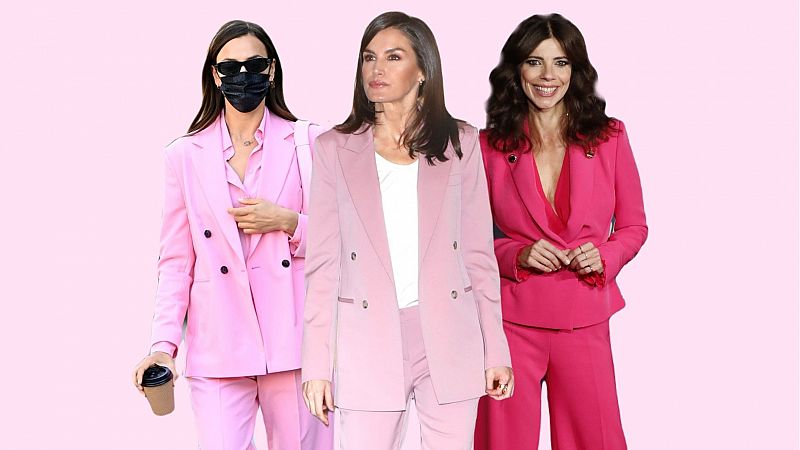 Rocío Carrasco, Irina Shayk, doña Letizia y el traje rosa, la tendencia que reina esta temporada