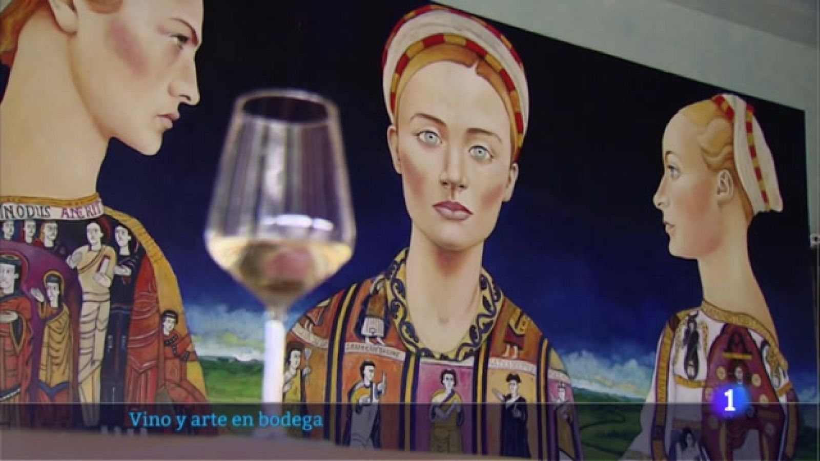 Luis Burgos y sus obras en una bodega de La Rioja