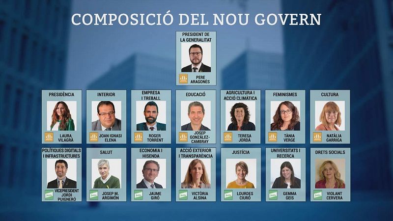 Aquests són els 14 consellers del nou govern d'Aragonès