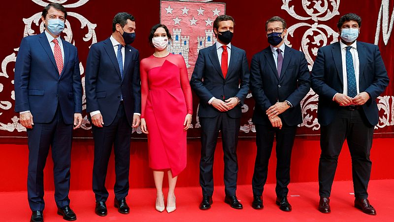Ayuso toma posesión como presidenta de la Comunidad de Madrid junto a Casado y los barones del PP