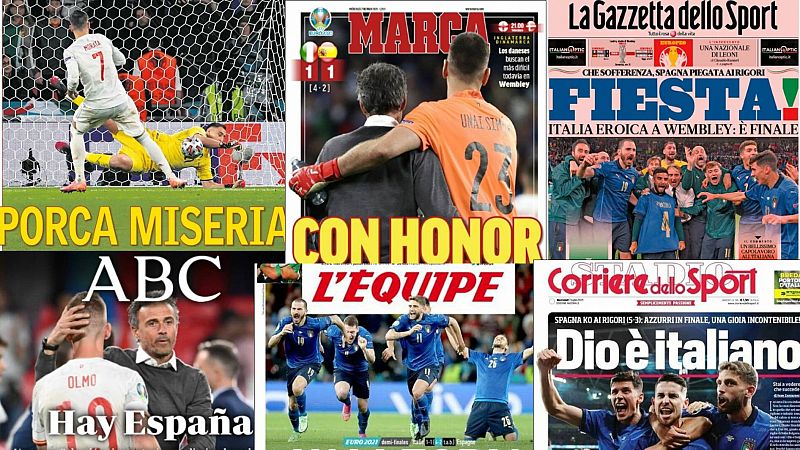 "Honor" en España y "¡Fiesta!" en homenaje a Raffaella Carrá por el pase de Italia a la final de la Euro
