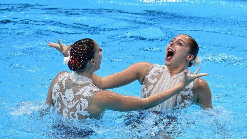 El dúo español de natación artística, noveno tras la rutina libre