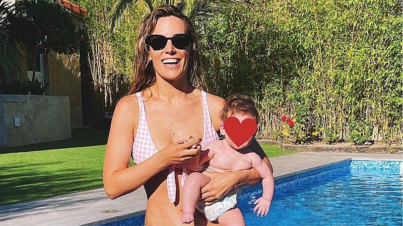 Edurne intenta hacer "postureo piscinero" y se cuela una espontánea, ¡adorable!