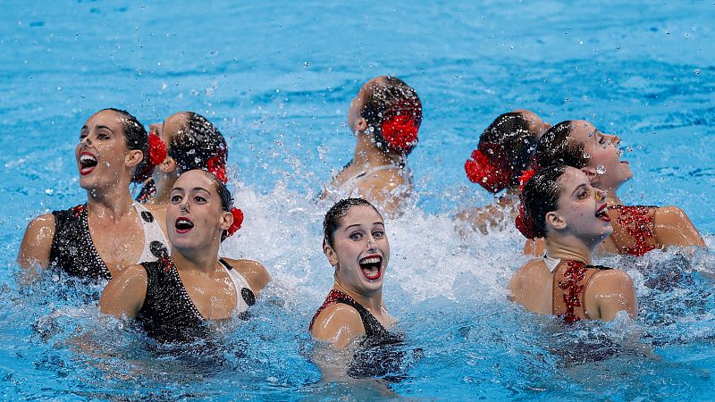 España acaba séptima en la rutina técnica de natación artística