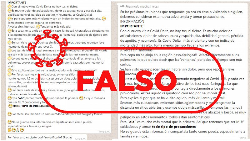 Cuidado con esta cadena de Whatsapp que desinforma sobre los sntomas de la variante Delta
