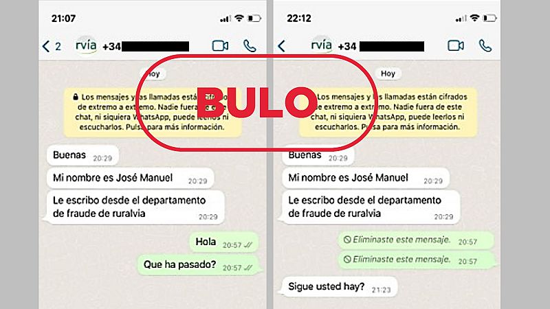 Cuidado con este falso diálogo con Ruralvía: el banco no se dirige a sus clientes por WhatsApp