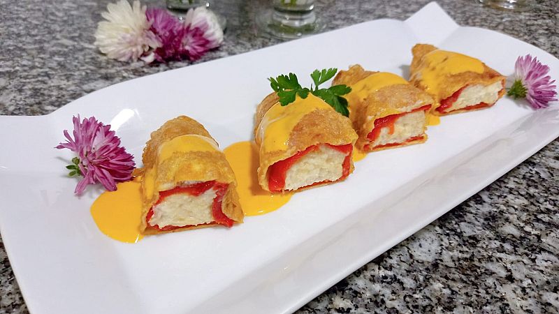 Receta de pimientos rellenos de merluza y gambas