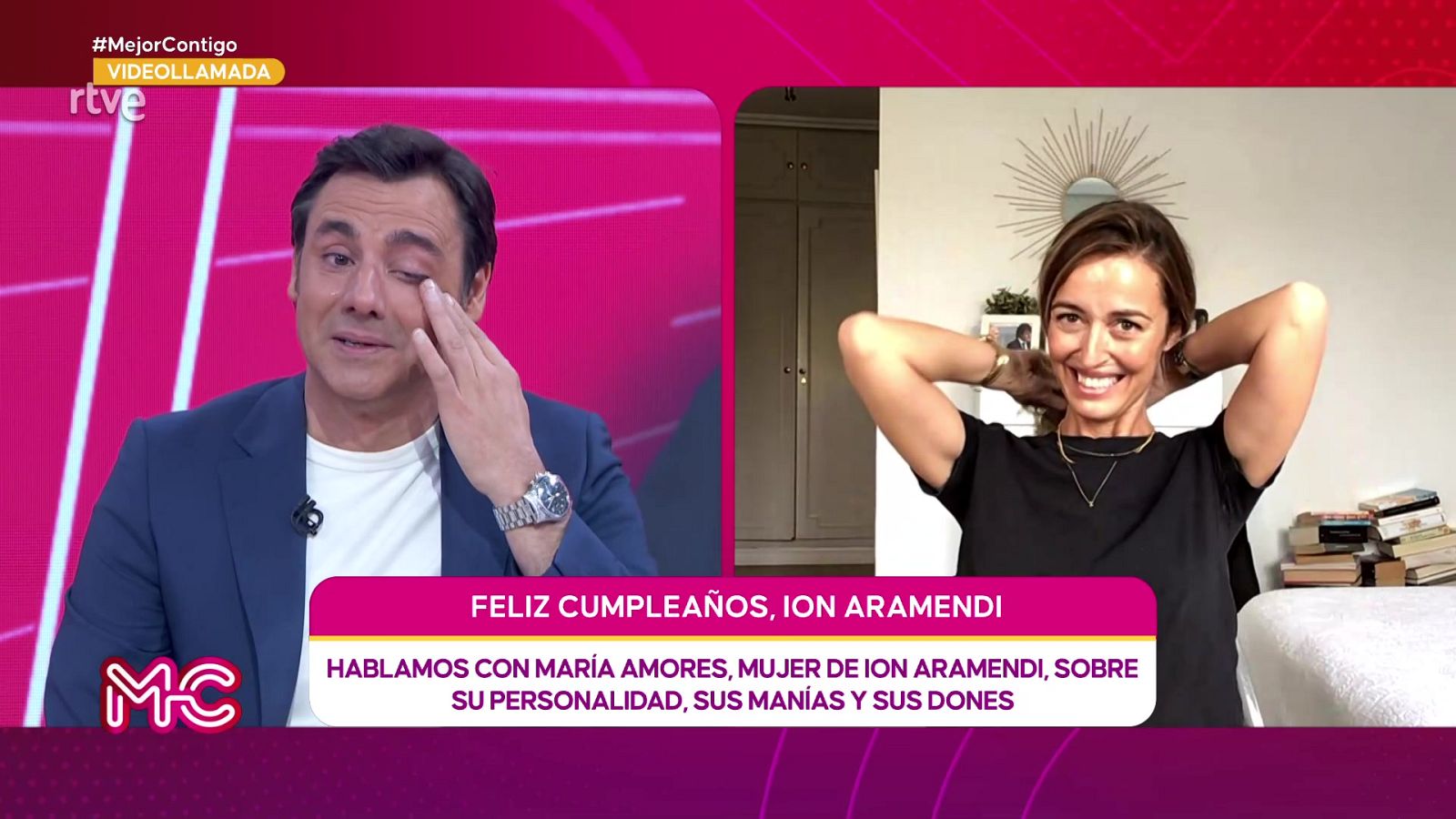 Ion Aramendi, emocionado con la felicitación de su mujer María Amores