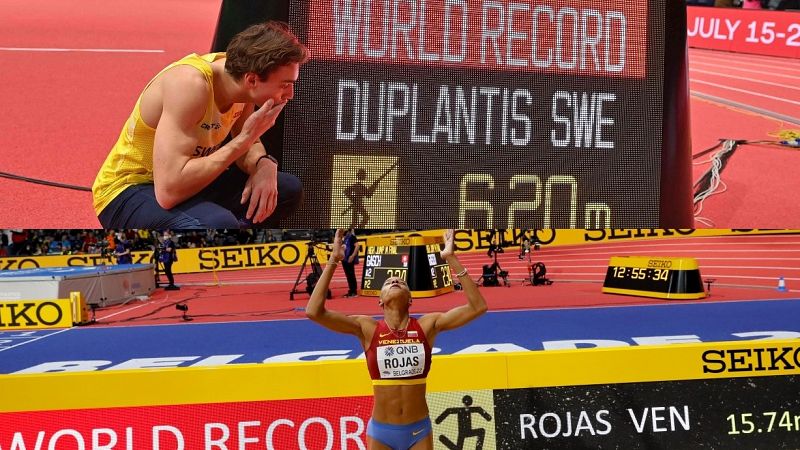 Armand Duplantis y Yulimar Rojas rompen su techo en Belgrado con dos récords del mundo