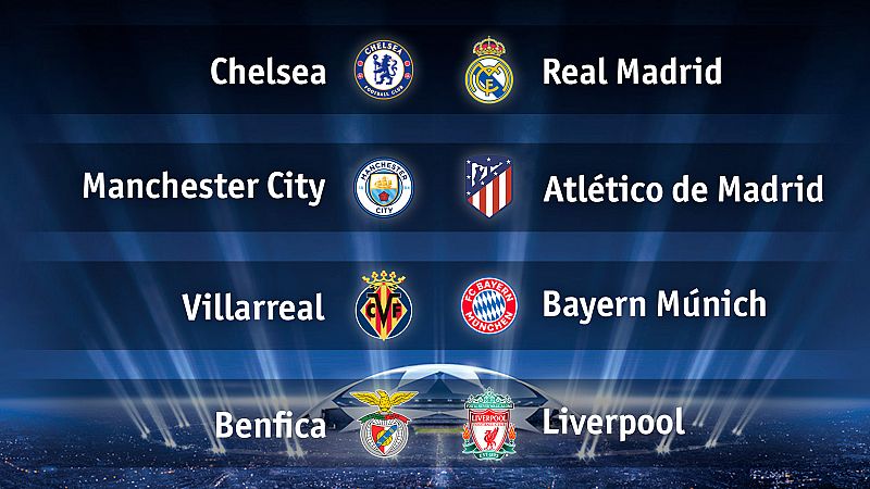 Chelsea-Madrid, City-Atlético y Villarreal-Bayern Múnich, cruces de cuartos de final de la Champions