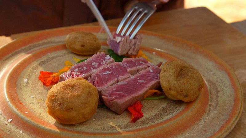 Receta de solomillo de ternera con buñuelos