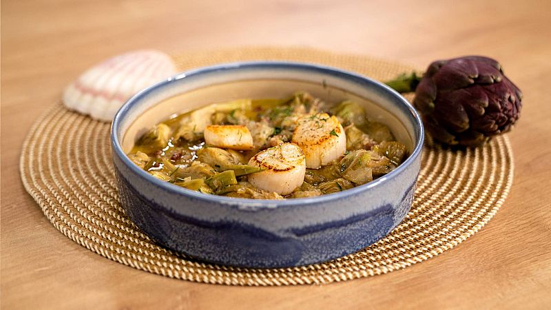 Alcachofas con vieiras atrévete con esta receta de los hermanos Torres