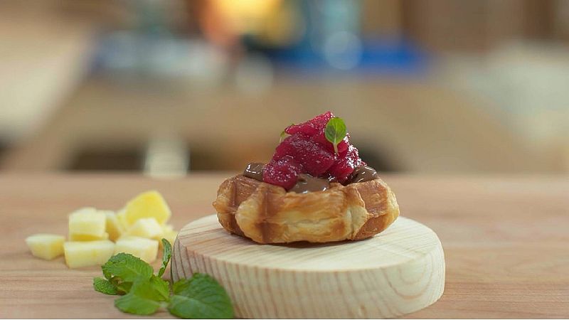 Receta de gofre de manzana y crema de chocolate