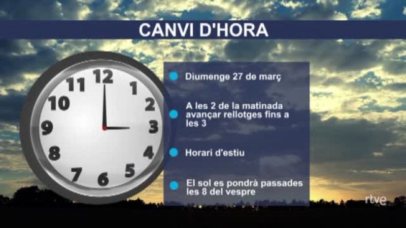 La matinada de diumenge 27, a les 2 seran les 3