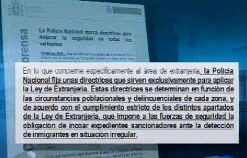 La Policía reconoce la existencia de directrices para detener a un cupo de "sin papeles"