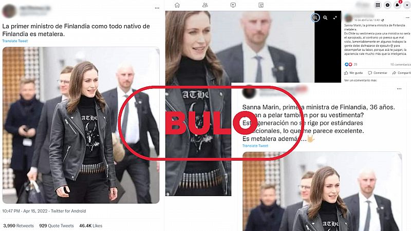 La foto de la primera ministra de Finlandia con camiseta heavy metal es un montaje
