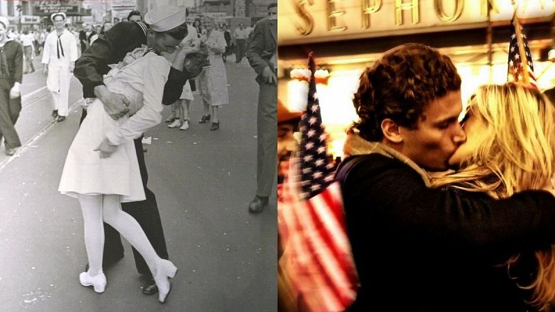 La historia del segundo beso más famoso en Times Square