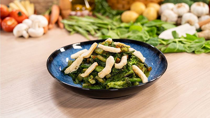 Los Torres nos preparan unas verduras de temporada en salsa de espinacas