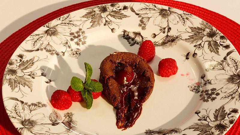 Receta de coulant de chocolate y frambuesas